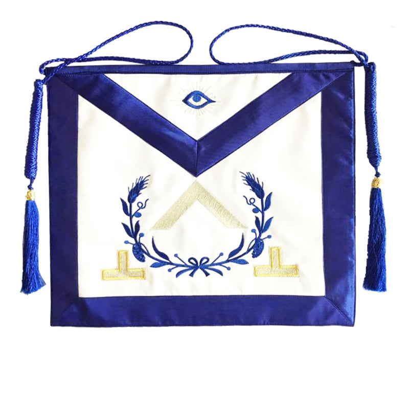 Worshipful Master Apron with decorative cord - American Constitution (York Rite, Blue Lodge). 39x33cm