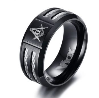 Masonic Ring Square & Compass ( Black )