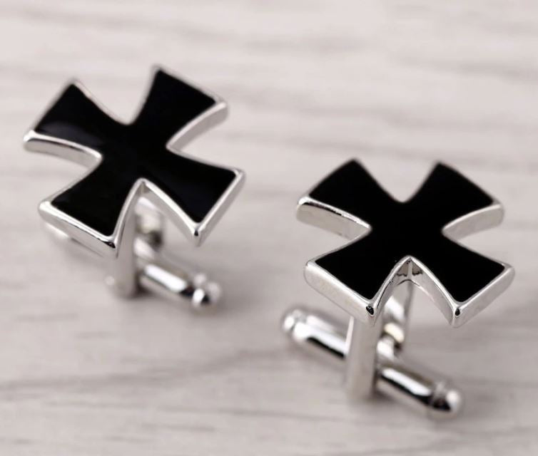 Boutons de manchettes Croix Noire Maçonnique (Argent)