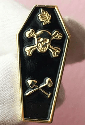 Pin's de cercueil Maçonnique (noir & or)