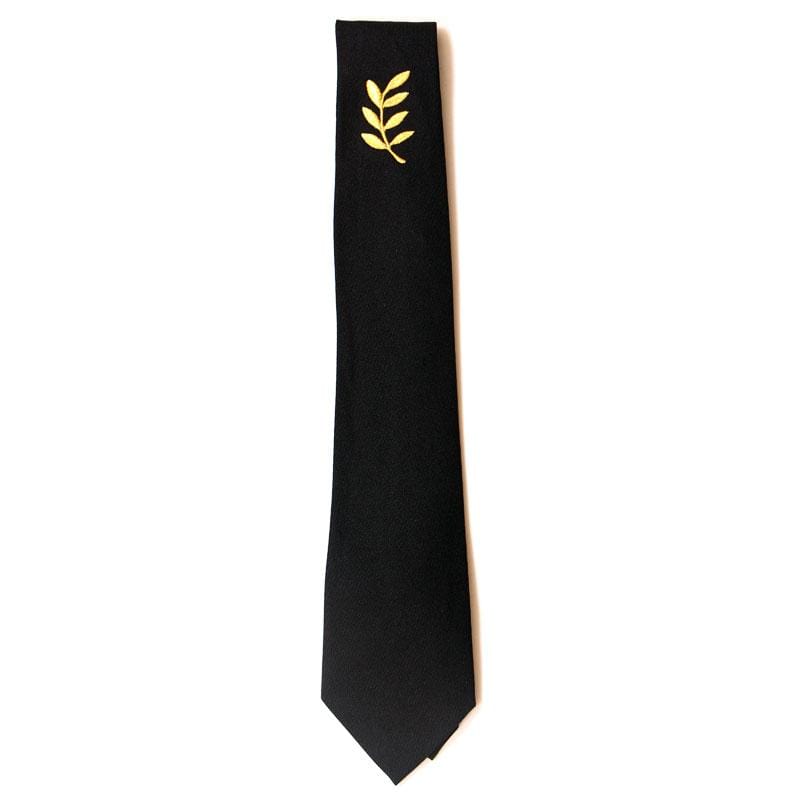 Masonic Regalia Black Tie. Gold Acacia Logo