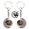 Masonic Rotating Glass Cabochon Freemason Keychains