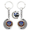 Masonic Rotating Glass Cabochon Freemason Keychains