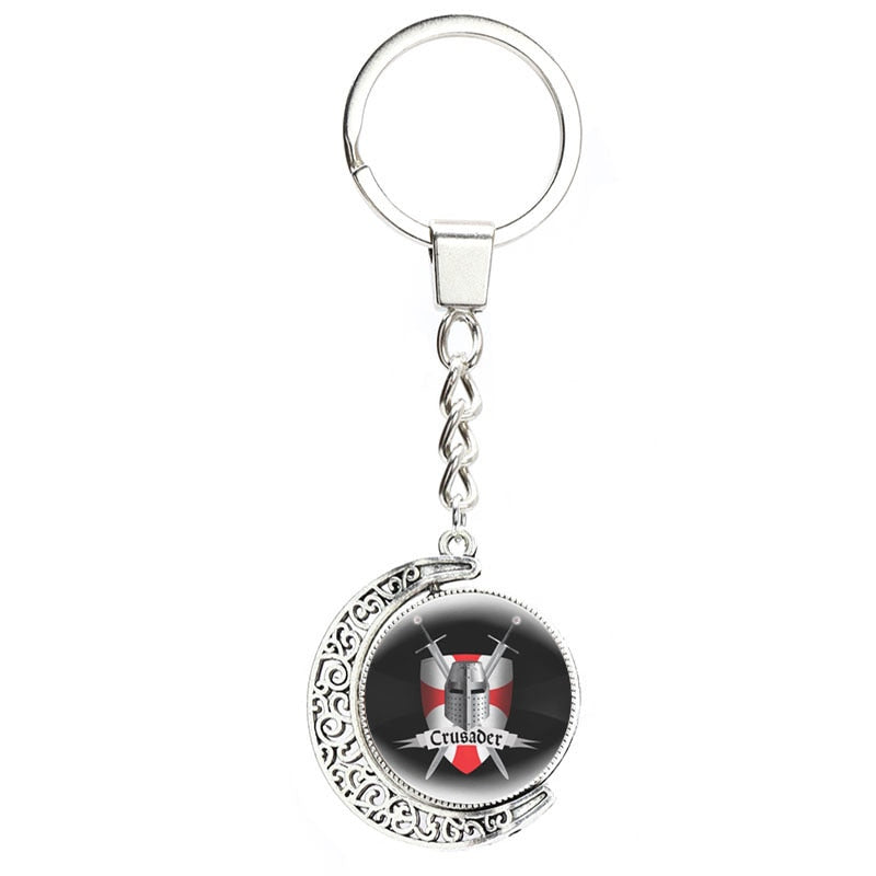 Knights Templars Masonic Rotating Glass Cabochon Keychains