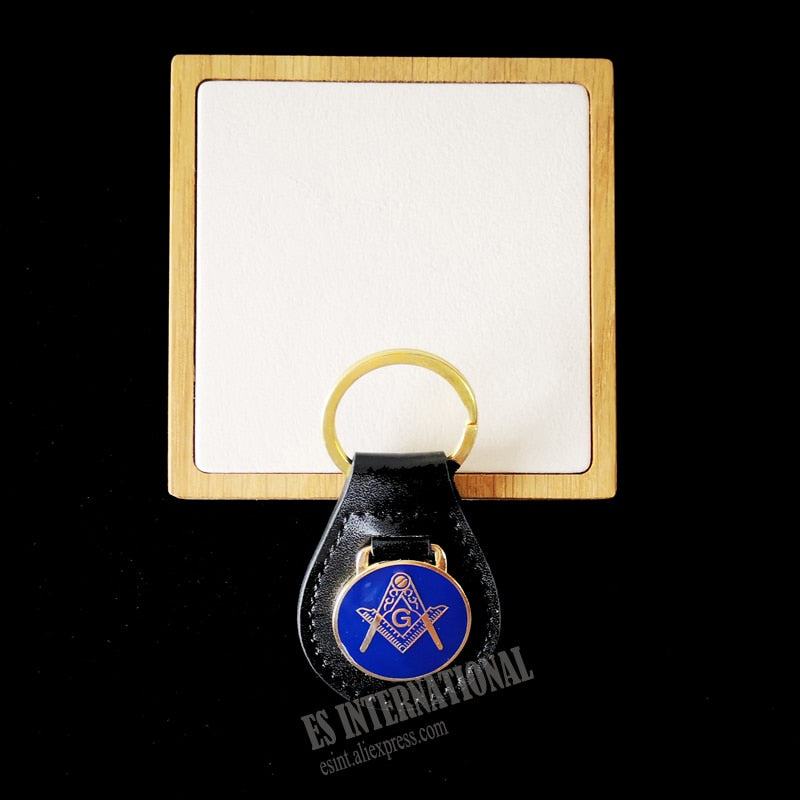 Masonic Blue "Compass and Square G " Freemason Keychain