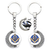 Masonic Rotating Glass Cabochon Freemason Keychains