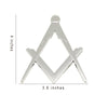 Masonic Square and Compass Silver Cut Out Car Emblem Metal Sticker