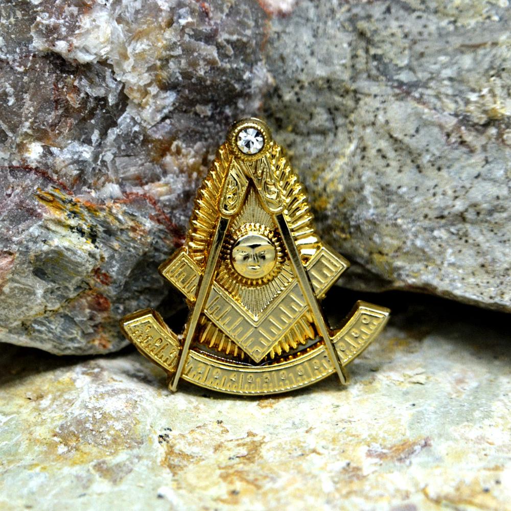 Masonic Past Master Lapel  Pin with Rhinestone