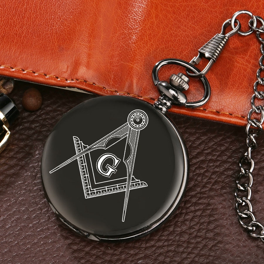 Custom Masonic Square and Compass Mason Quartz Pocket Watches