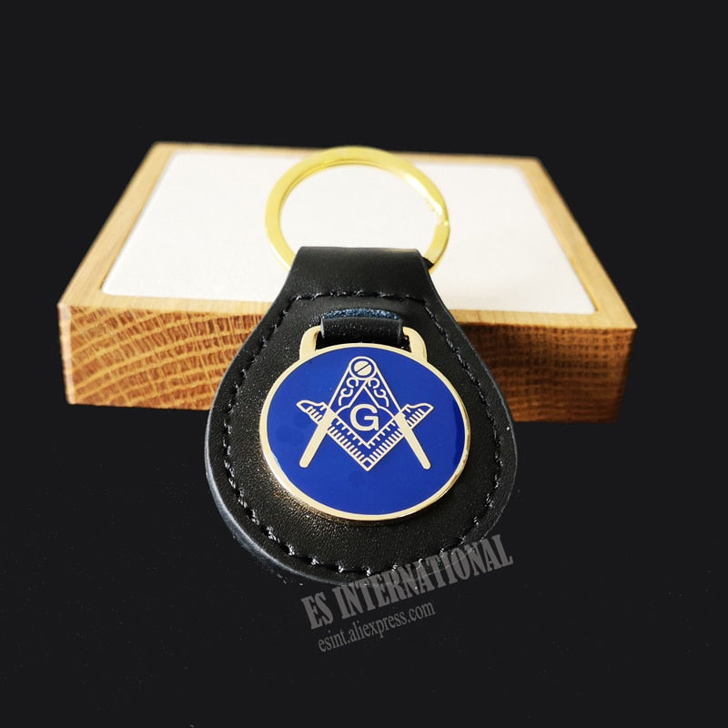 Masonic Blue "Compass and Square G " Freemason Keychain