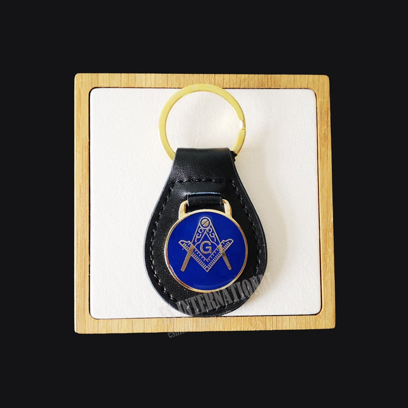 Masonic Blue "Compass and Square G " Freemason Keychain