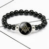 Masonic Symbol Glass Dome Free Mason Beaded Bracelet