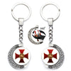 Knights Templars Masonic Rotating Glass Cabochon Keychains