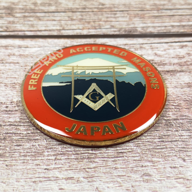 Free and Accepted Masons Japan Fujiyama Car Emblem Metal Sticker