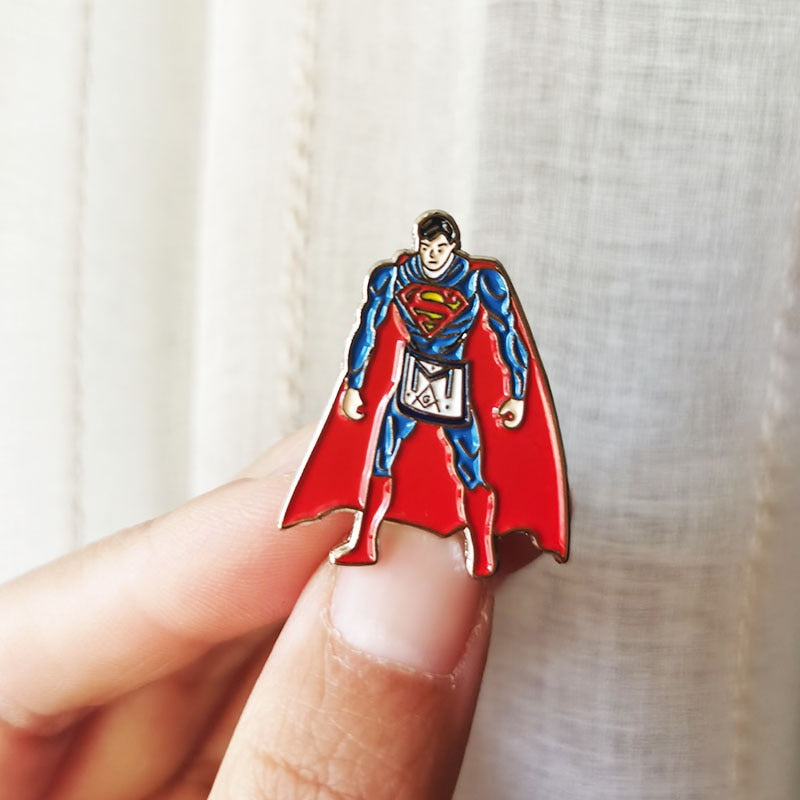 Masonic Superman with Apron Funny Lapel Pin