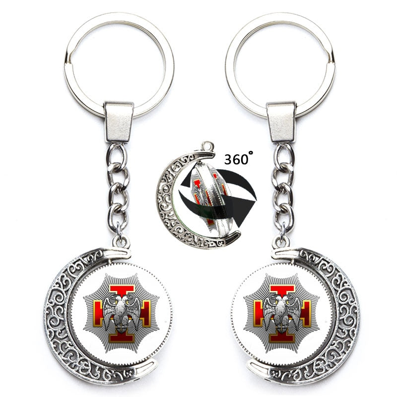 Knights Templars Masonic Rotating Glass Cabochon Keychains