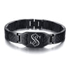 Masonic & Symbolic Logo Stainless Steel Black Carbon Fiber Link Bracelet