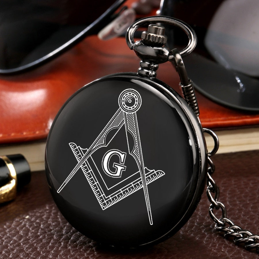 Custom Masonic Square and Compass Mason Quartz Pocket Watches