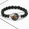 Masonic Symbol Glass Dome Free Mason Beaded Bracelet