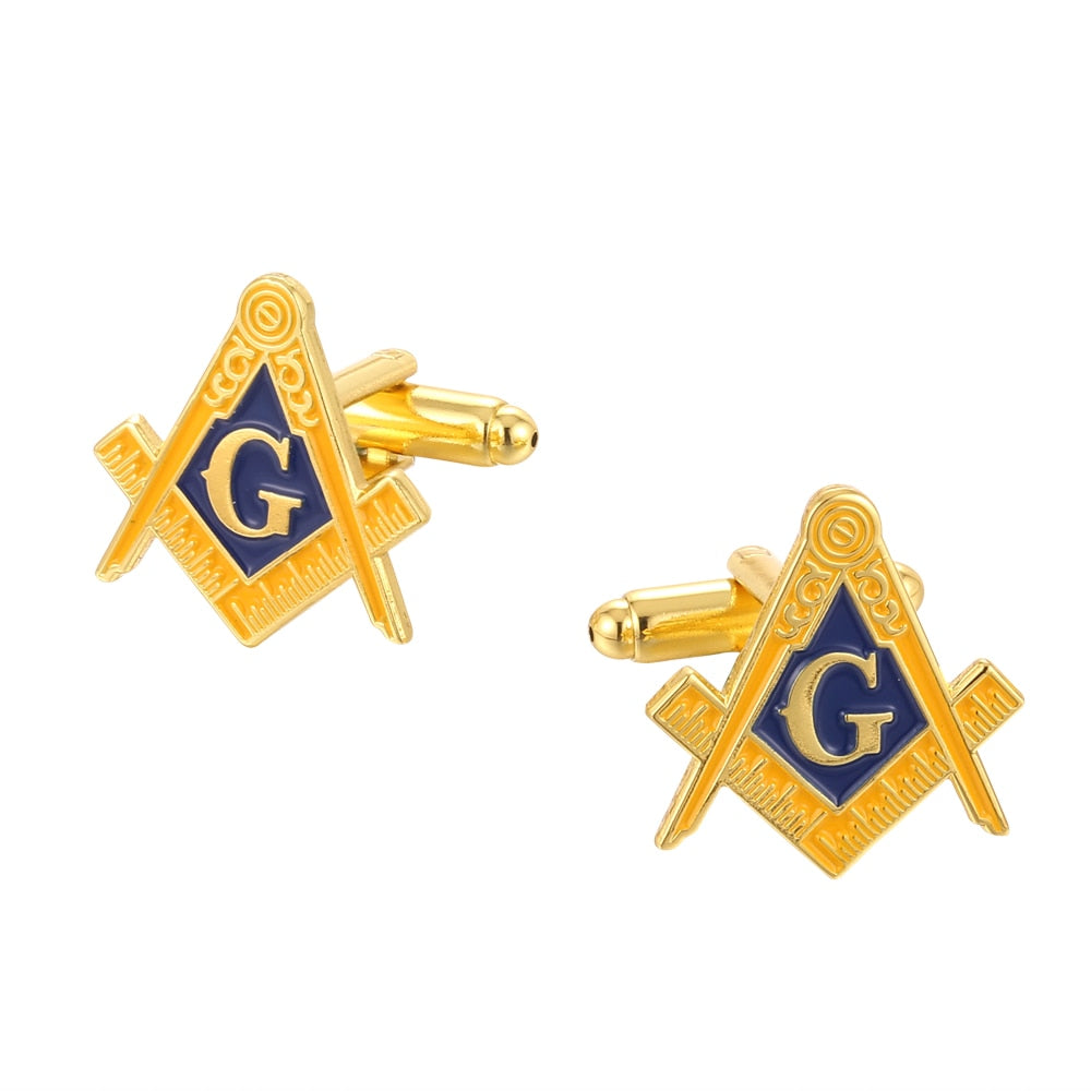 Masonic Square and Compass Freemason Cufflinks and Tie Clip Set