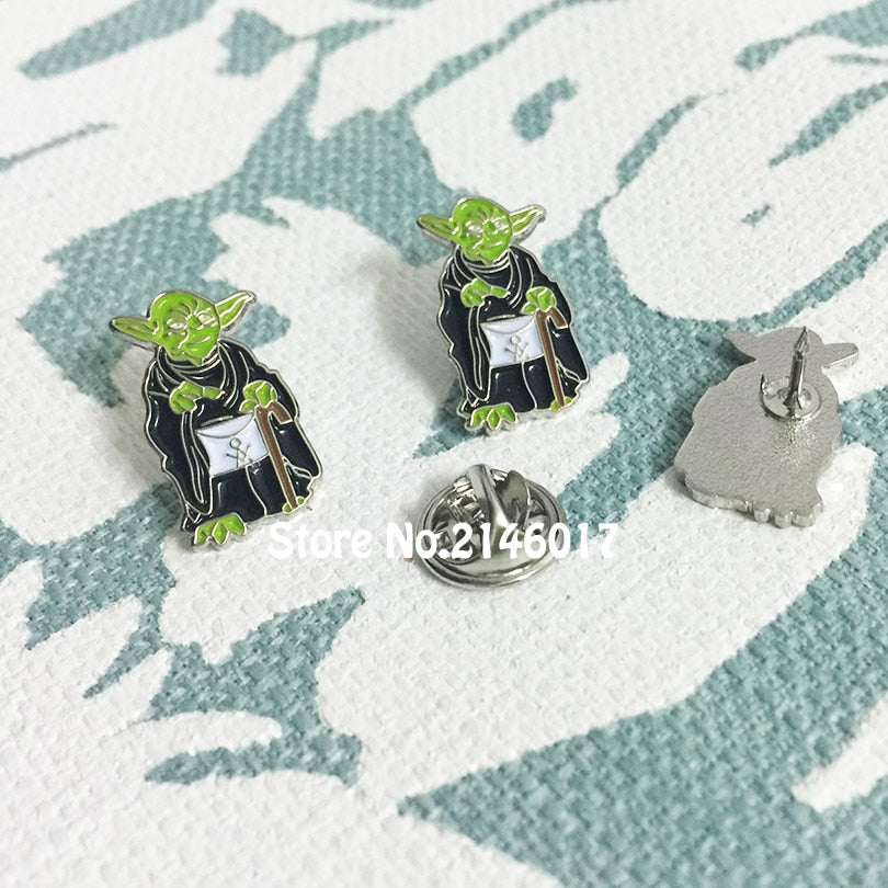 Set of 2 Masonic Star Wars Yoda with Apron Funny Lapel Pins