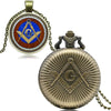 Antique Bronze Masonic Quartz Pocket Watch and Necklace Set