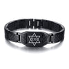 Masonic & Symbolic Logo Stainless Steel Black Carbon Fiber Link Bracelet