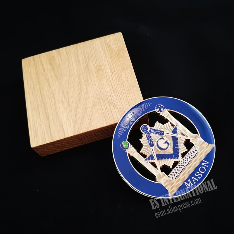 Masonic Car Emblem Square & Compass metal Stickers 7.5cm