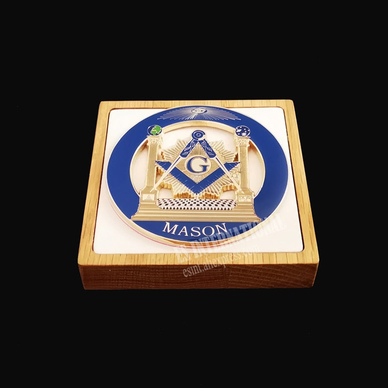 Masonic Car Emblem Square & Compass metal Stickers 7.5cm