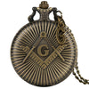 Masonic Design Antique Bronze Quartz Vintage Freemason Pocket Watch