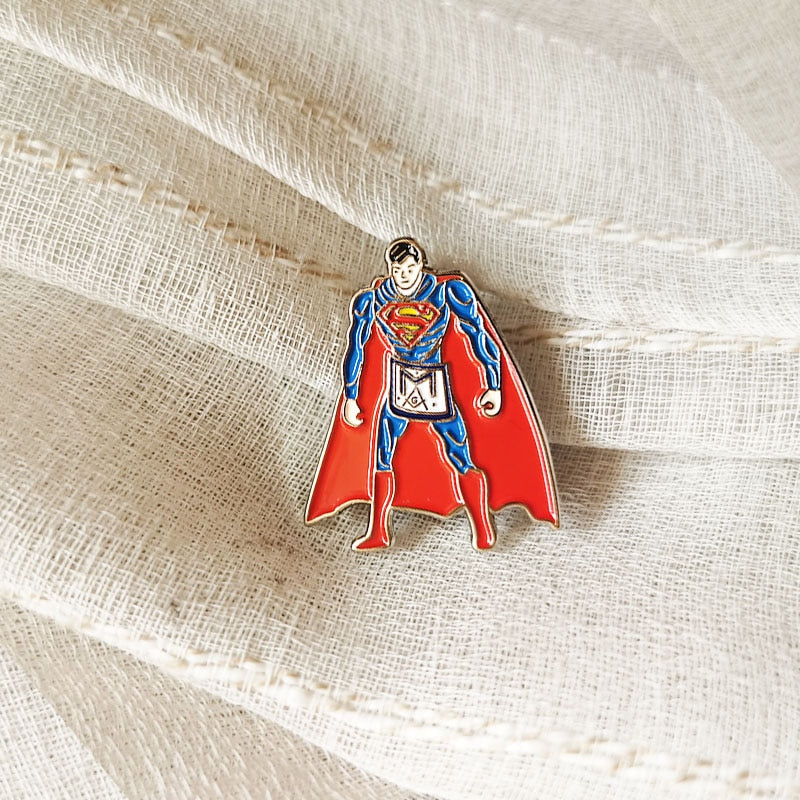 Masonic Superman with Apron Funny Lapel Pin