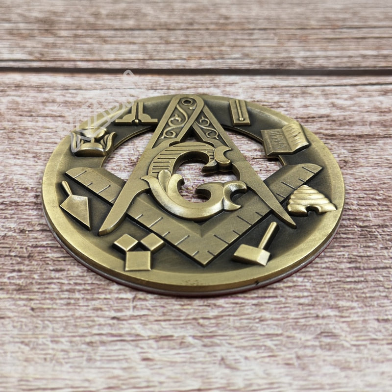 Masonic Square, Compass and Tools Car Emblem Metal Sticker