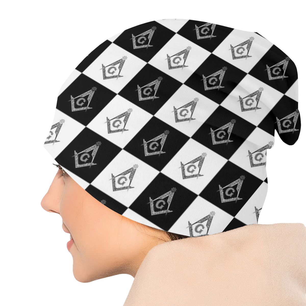 Freemason Checkered Pattern Masonic Beanie