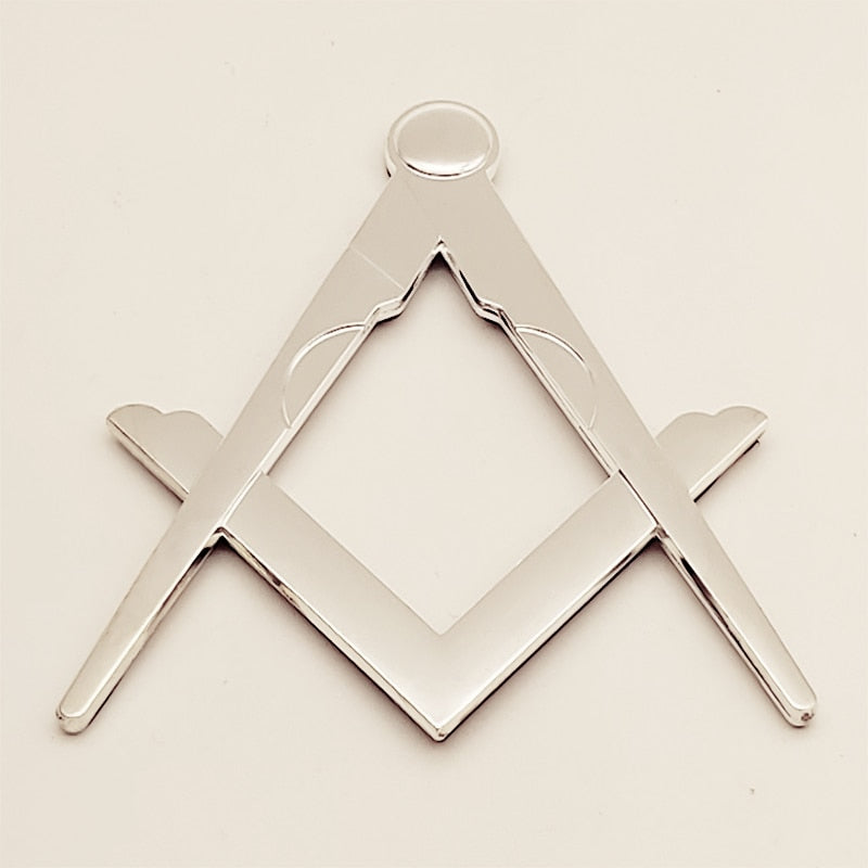 Masonic Square and Compass Silver Cut Out Car Emblem Metal Sticker