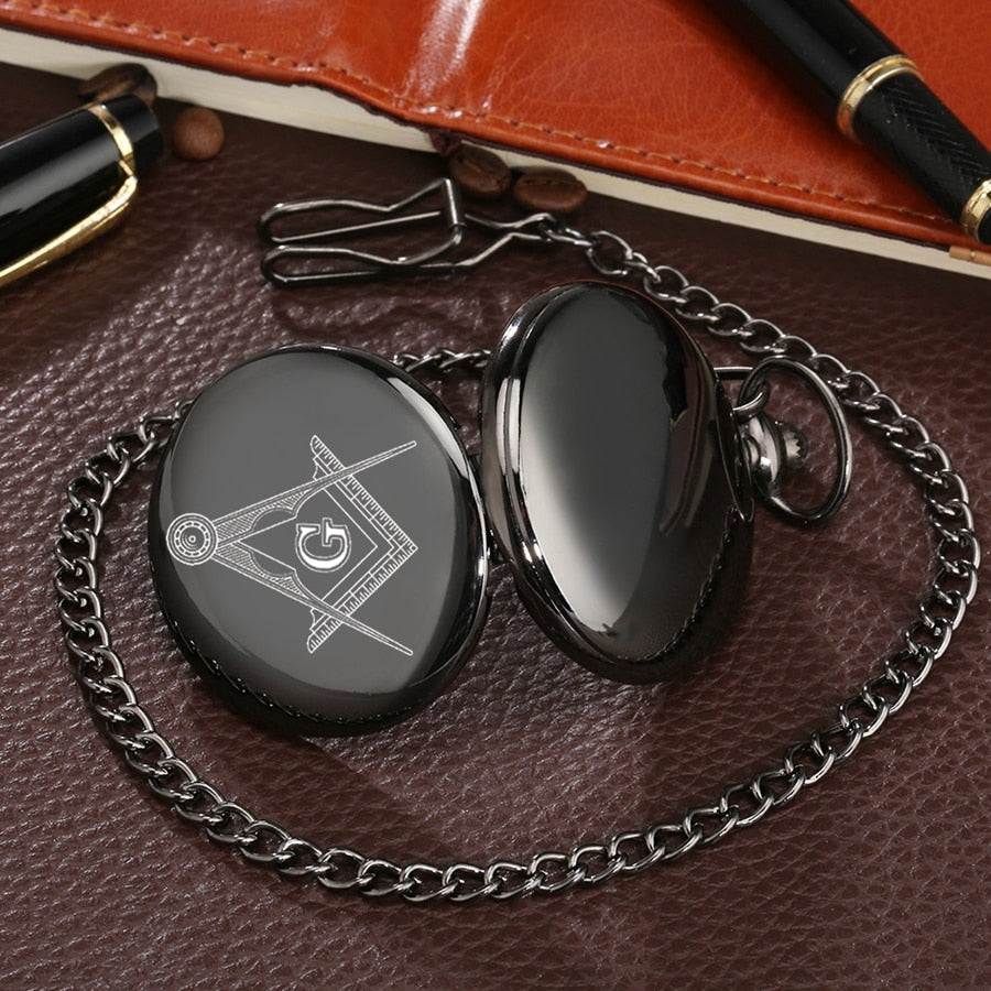 Custom Masonic Square and Compass Mason Quartz Pocket Watches