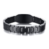 Masonic & Symbolic Logo Stainless Steel Black Carbon Fiber Link Bracelet