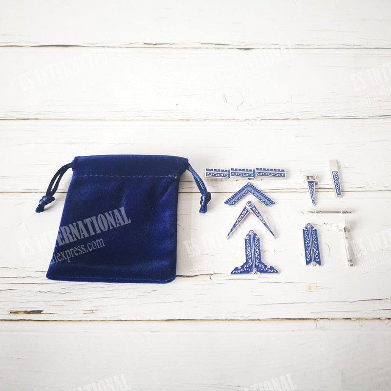 Set of 9 different Blue Lodge Miniature Masonic Working Tools with velvet Bag