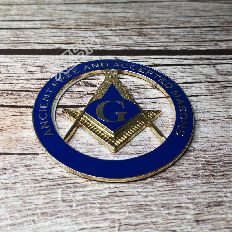 Masonic ANCIENT FREE AND ACCEPTED MASONS Blue Car Emblem Metal Sticker