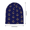 Freemason Pattern Square Compass Blue Beanie