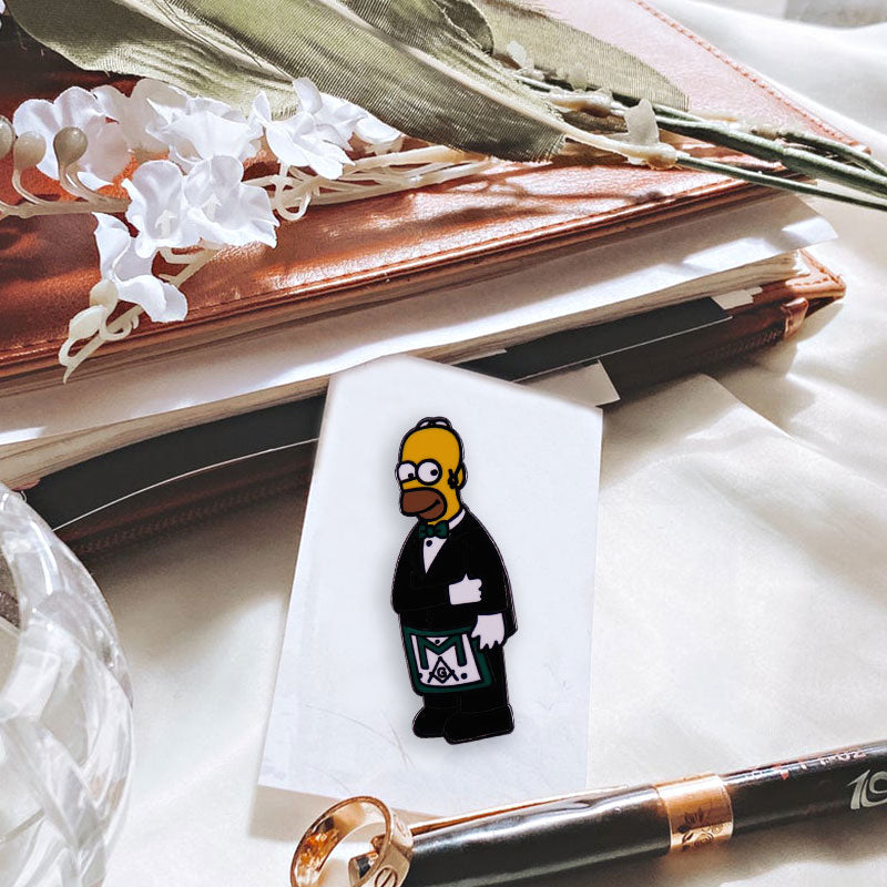 "Homer Simpson" with Masonic Apron Lapel Pin