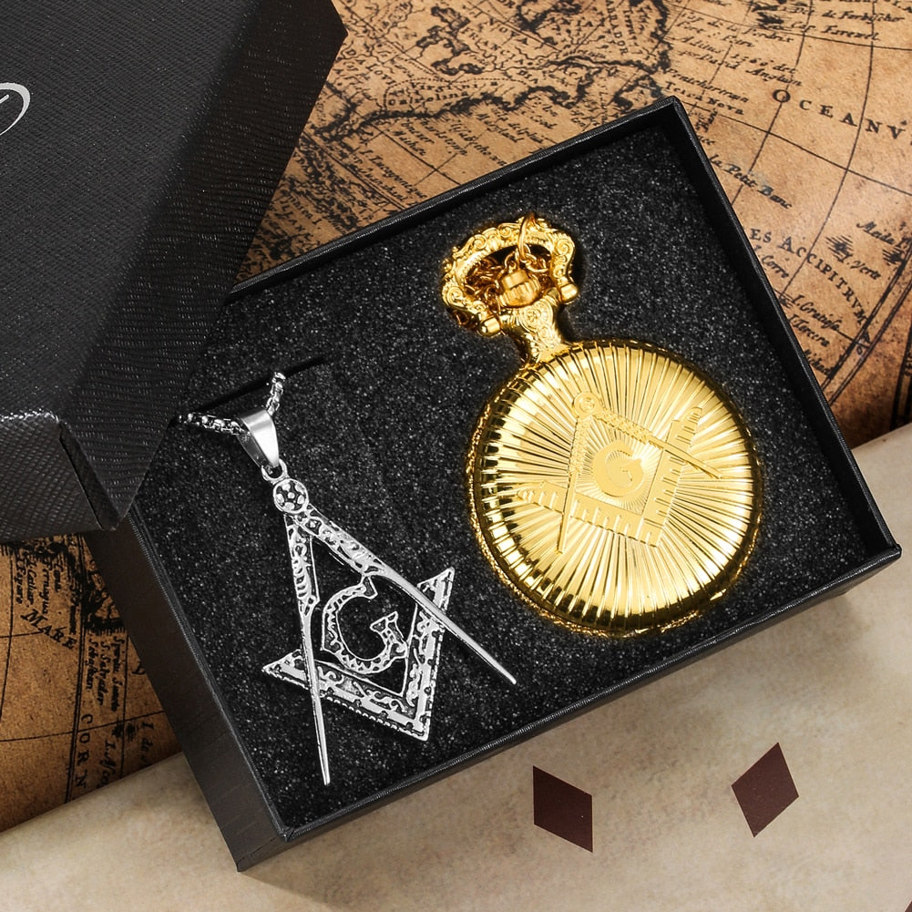 Masonic Pocket Watches and Necklaces Set