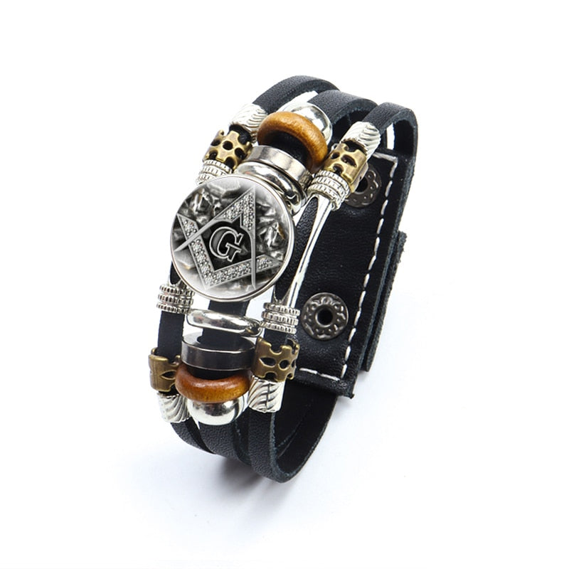 Masonic Symbols Freemason Leather Bracelets