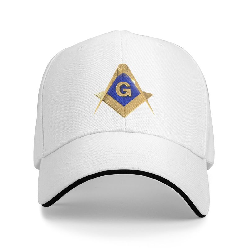 MASTER MASON BLUE LODGE BASEBALL CAP - GOLDEN SQUARE & COMPASS G ADJUSTABLE BASEBALL CAP [MULTIPLE COLORS]