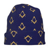 Freemason Pattern Square Compass Blue Beanie