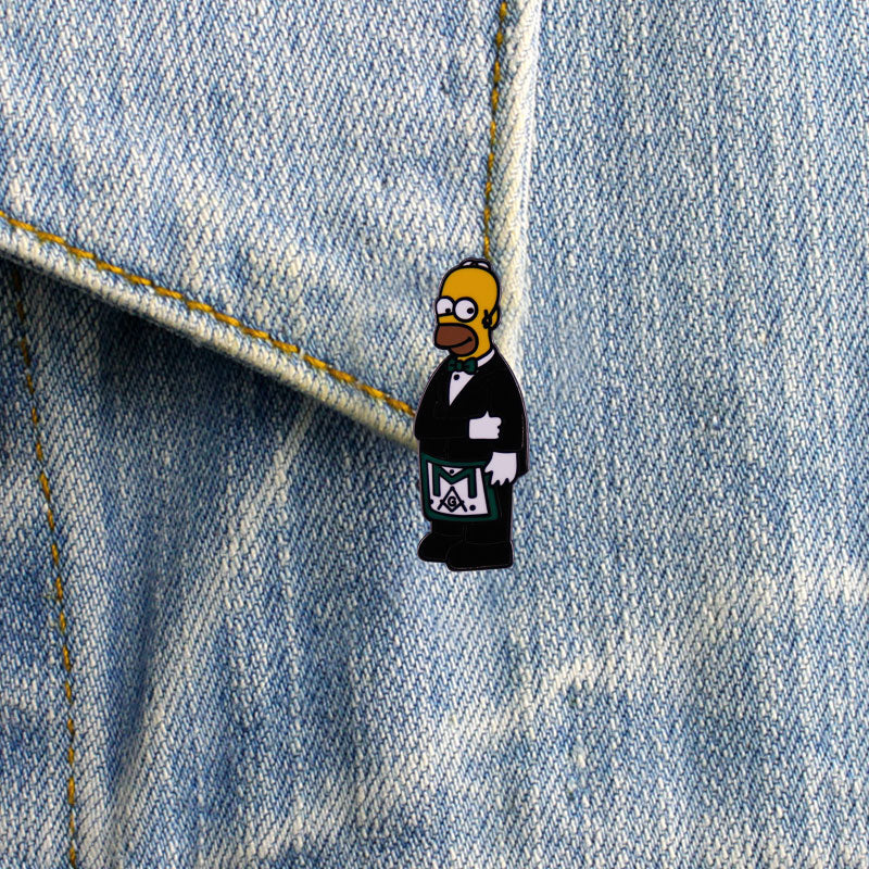 "Homer Simpson" with Masonic Apron Lapel Pin