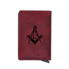 Laser Engraving Masonic Logo  Credit Card Leather Holder