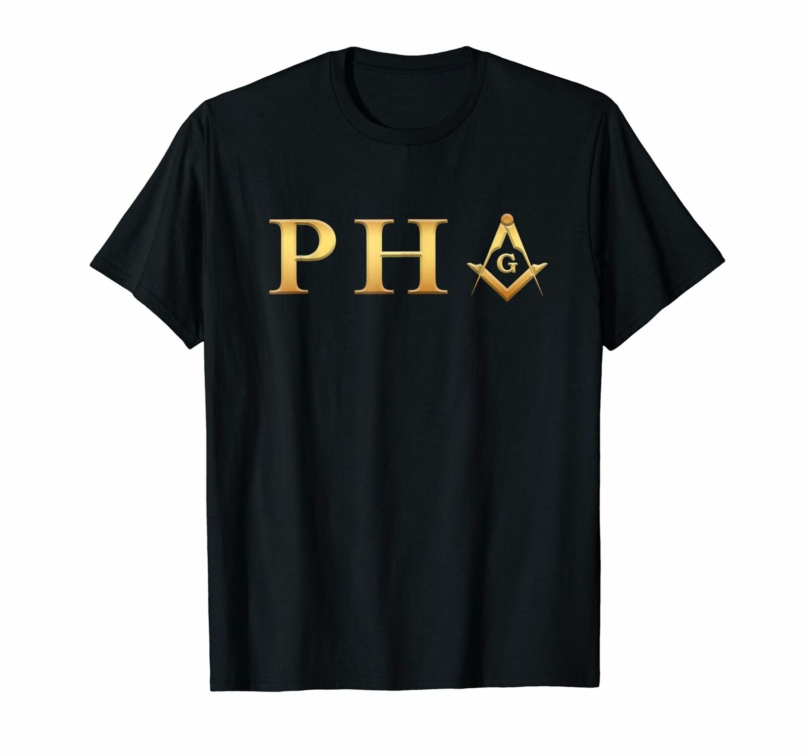 Masonic PHA Prince Hall Square Compass Black T-shirt