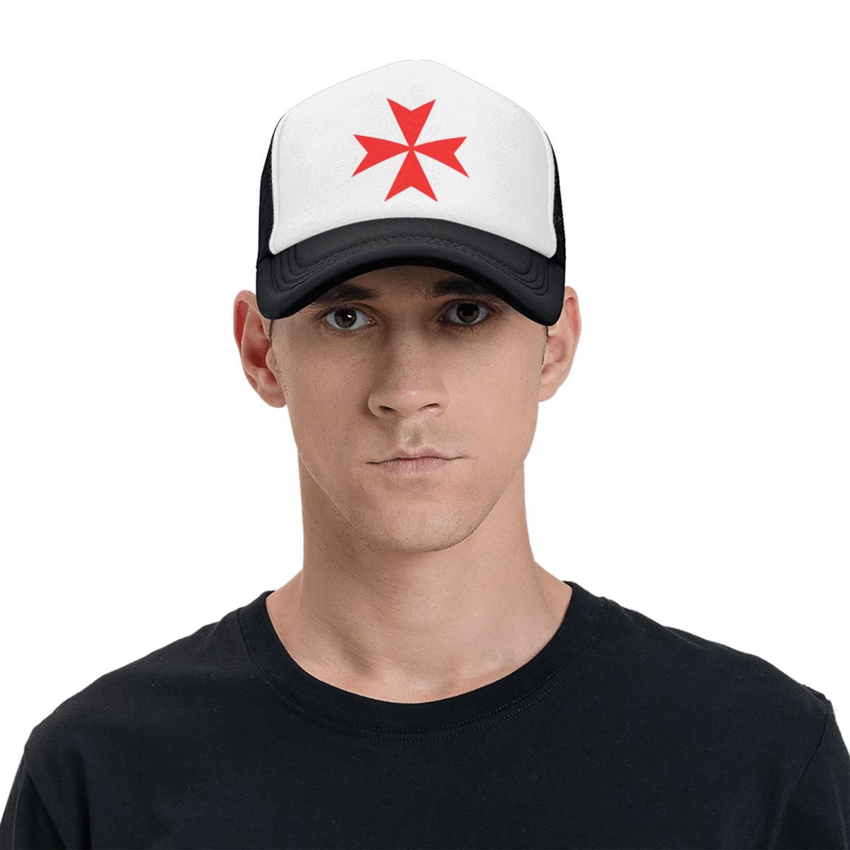 Masonic Knights Templar Red Maltese Cross Bicolor Baseball Caps