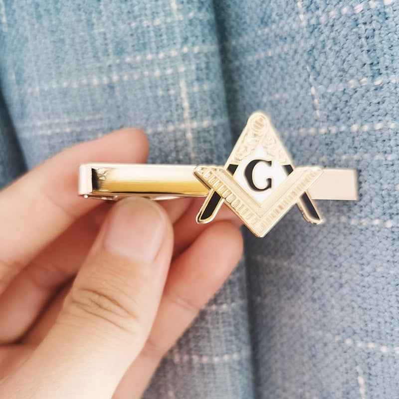 Gold Plated Masonic Square and Compass Tie Bar