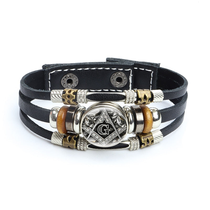 Masonic Symbols Freemason Leather Bracelets